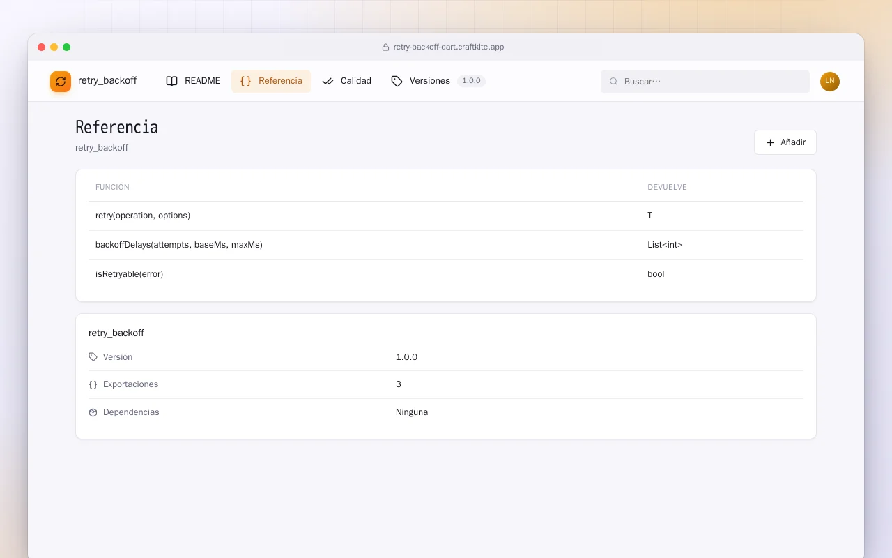 Retry Backoff (Dart): la pantalla Referencia