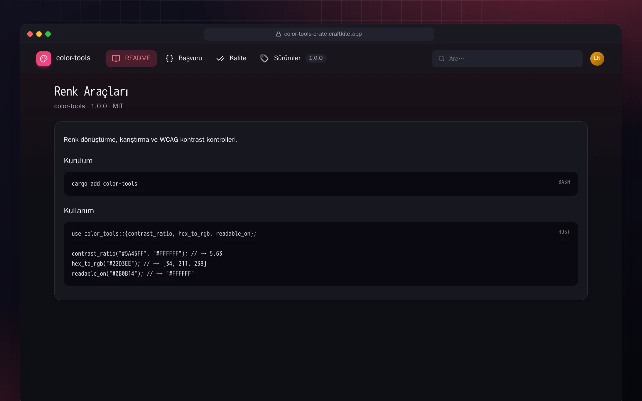 Renk Araçları (Rust): Renk Araçları ekranı