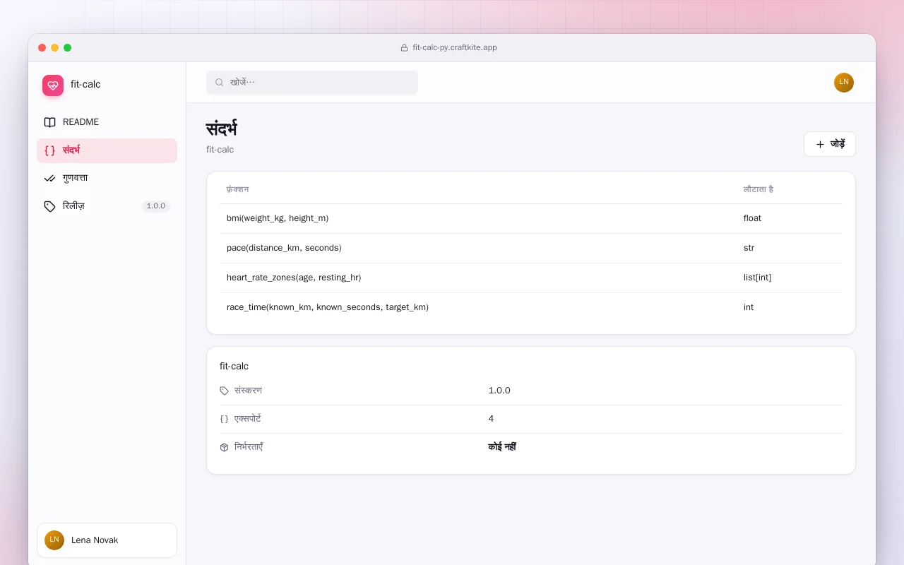 Fit Calc (Python): संदर्भ स्क्रीन