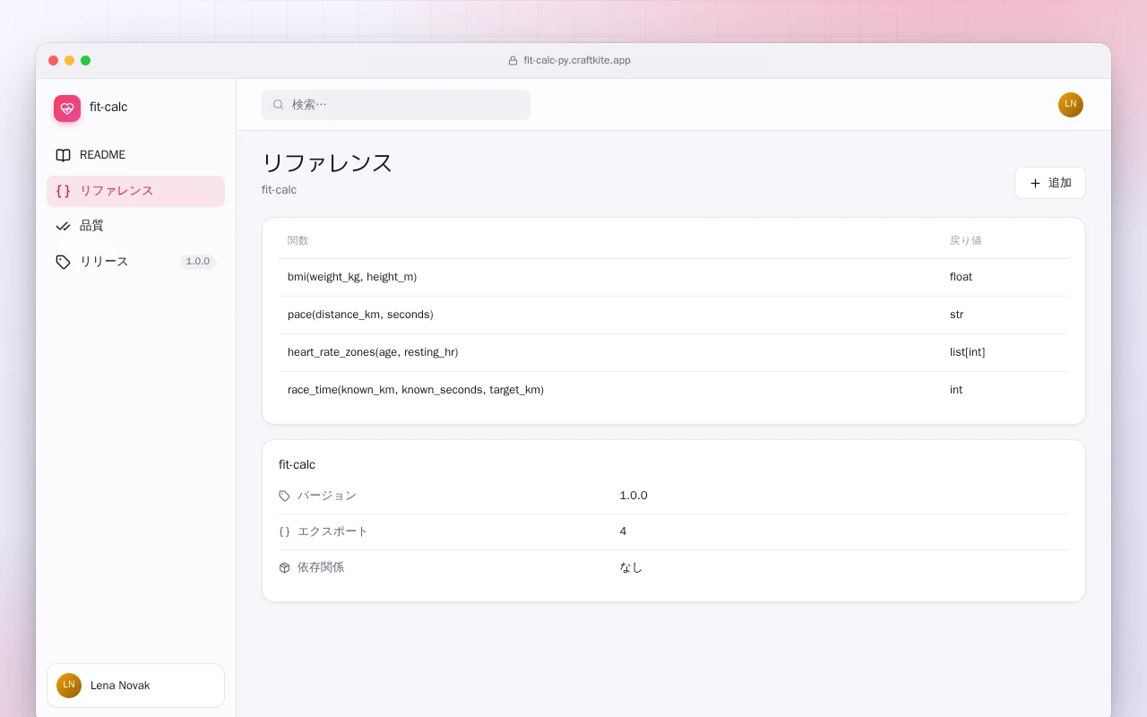 Fit Calc（Python）：リファレンス画面