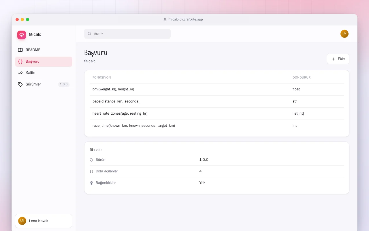 Fit Calc (Python): Başvuru ekranı