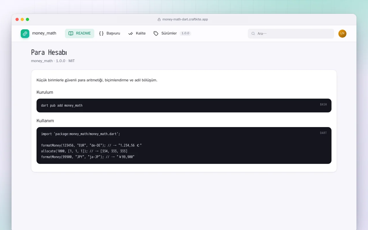 Para Hesabı (Dart): Para Hesabı ekranı