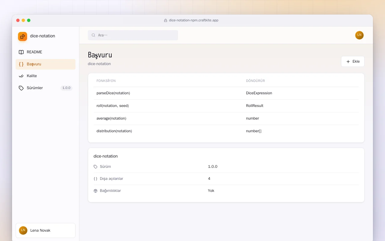 Zar Notasyonu (TypeScript): Başvuru ekranı