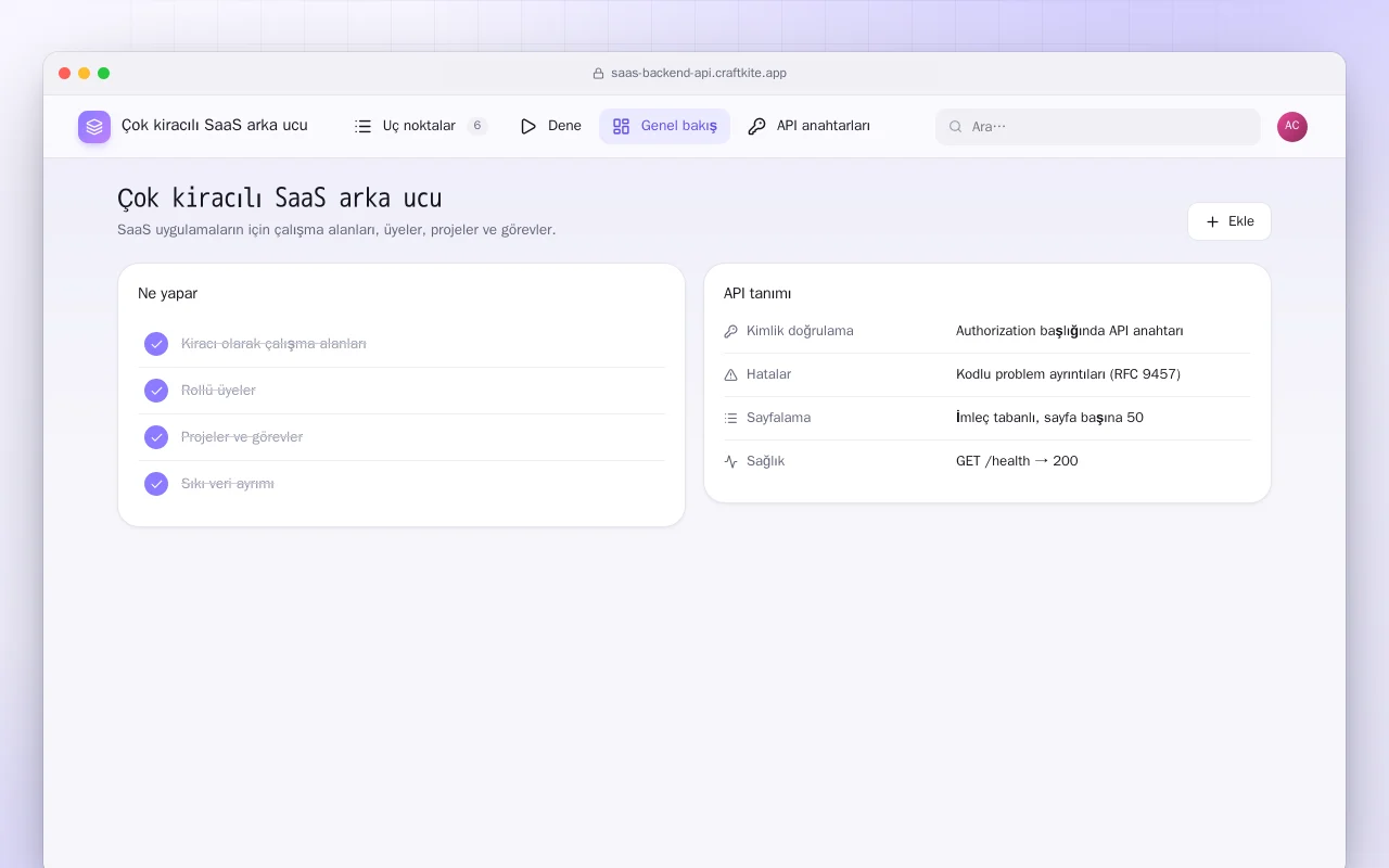 Çok kiracılı SaaS arka ucu: Çok kiracılı SaaS arka ucu ekranı