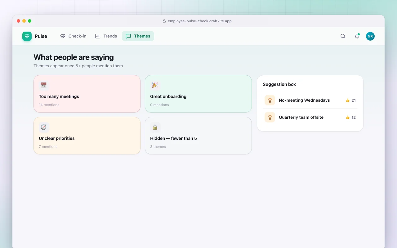 Employee pulse check: the What people are saying screen