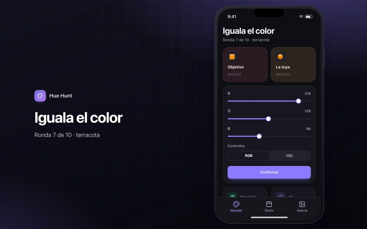 Mezcla y empareja colores: la pantalla Iguala el color