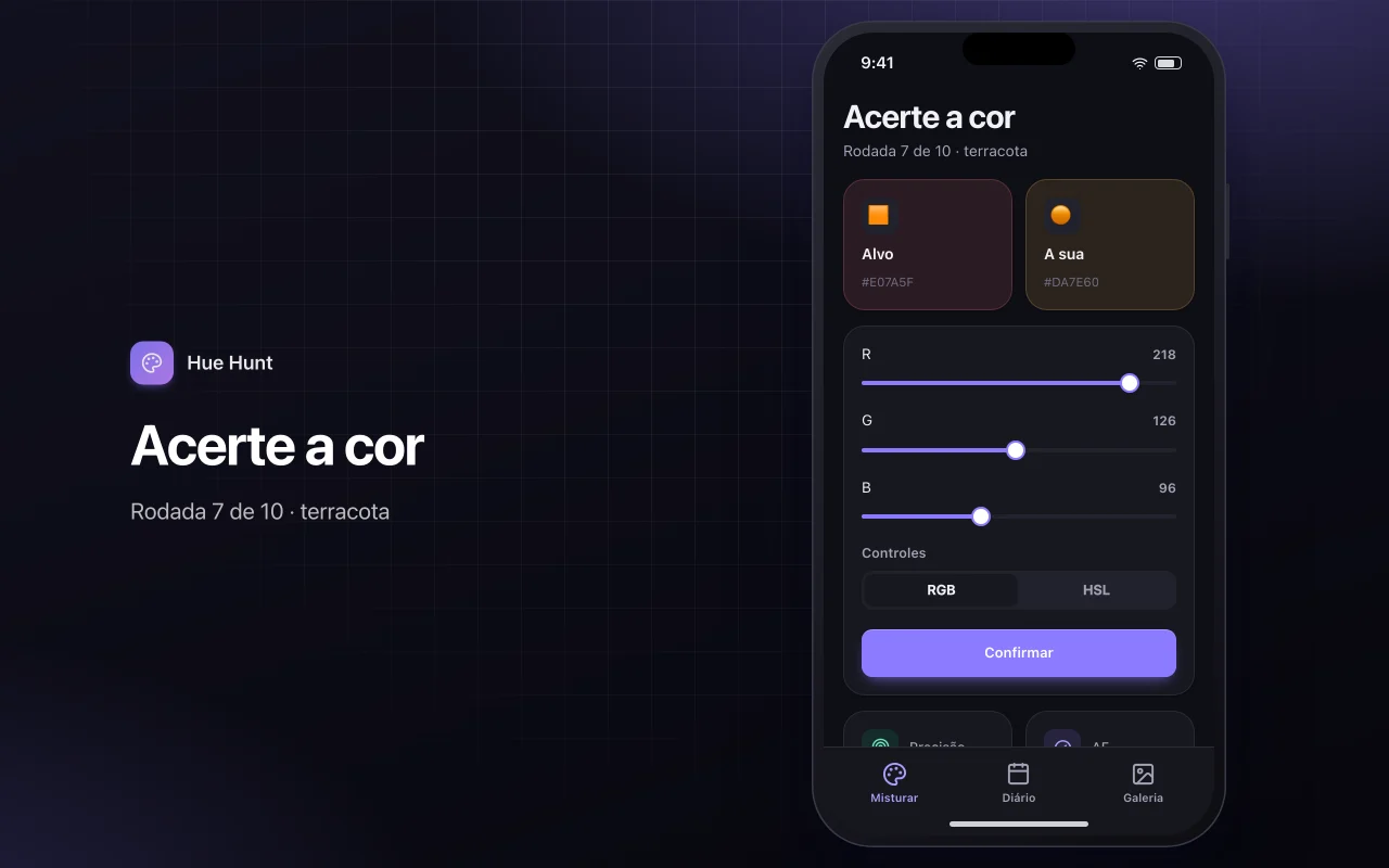Combinação de cores: a tela Acerte a cor