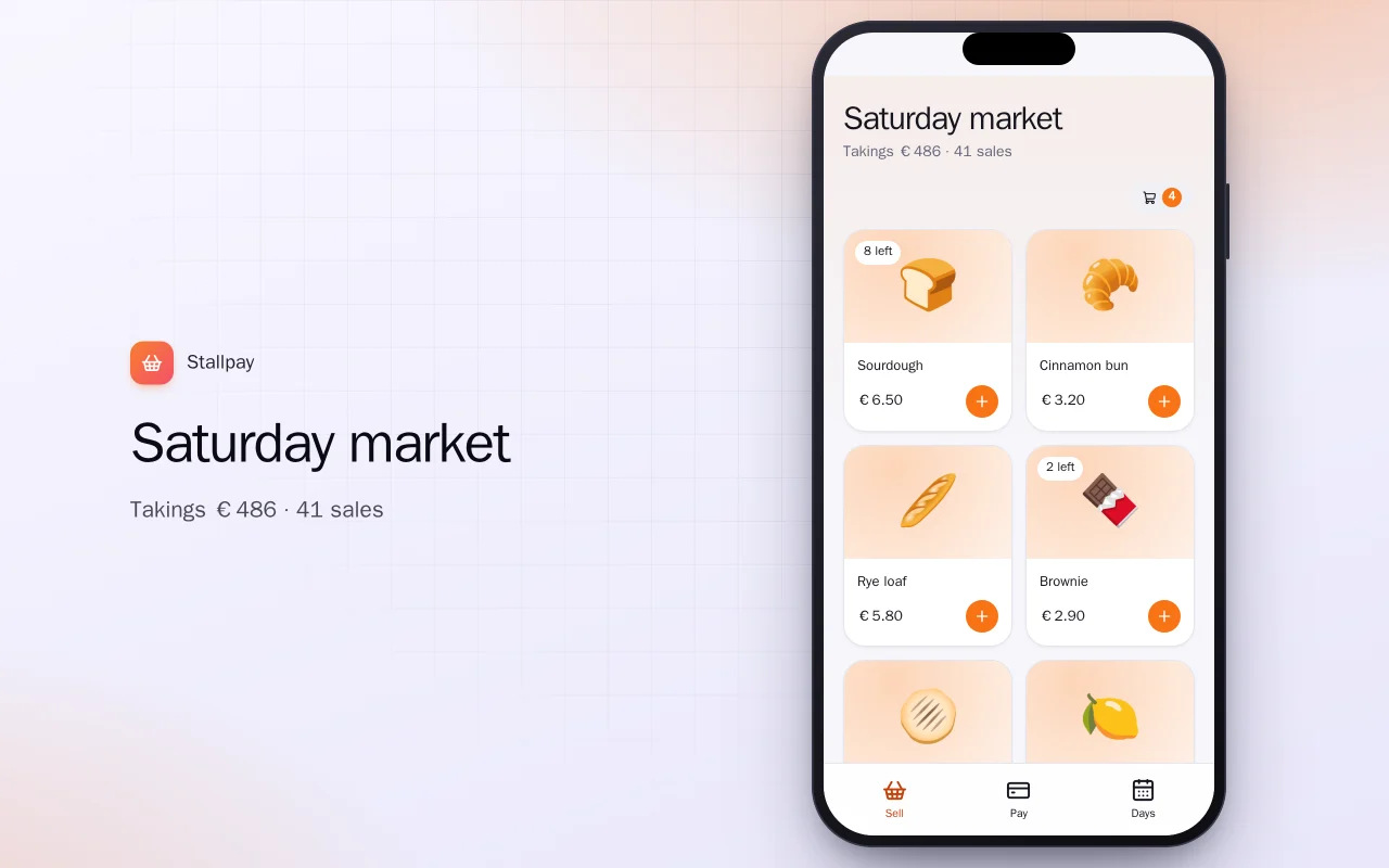 Market stall till: the Saturday market screen