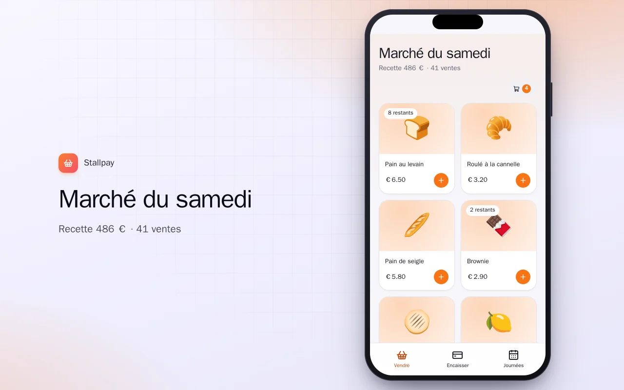 Caisse de stand de marché : l’écran Marché du samedi