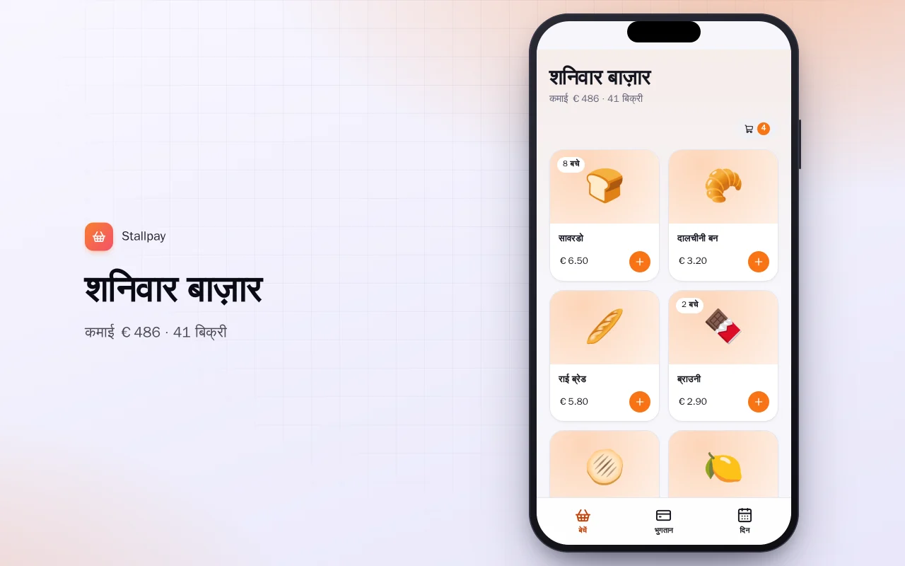 बाज़ार स्टॉल कैश रजिस्टर: शनिवार बाज़ार स्क्रीन