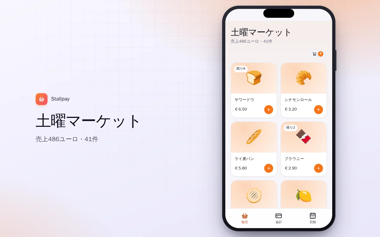 マーケット出店用レジ：土曜マーケット画面