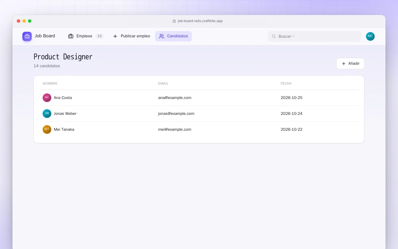Bolsa de empleo (Rails): la pantalla Product Designer