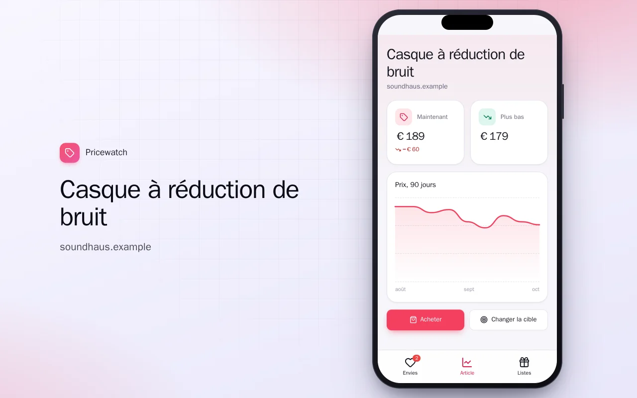 Liste d’envies avec alerte prix : l’écran Casque à réduction de bruit