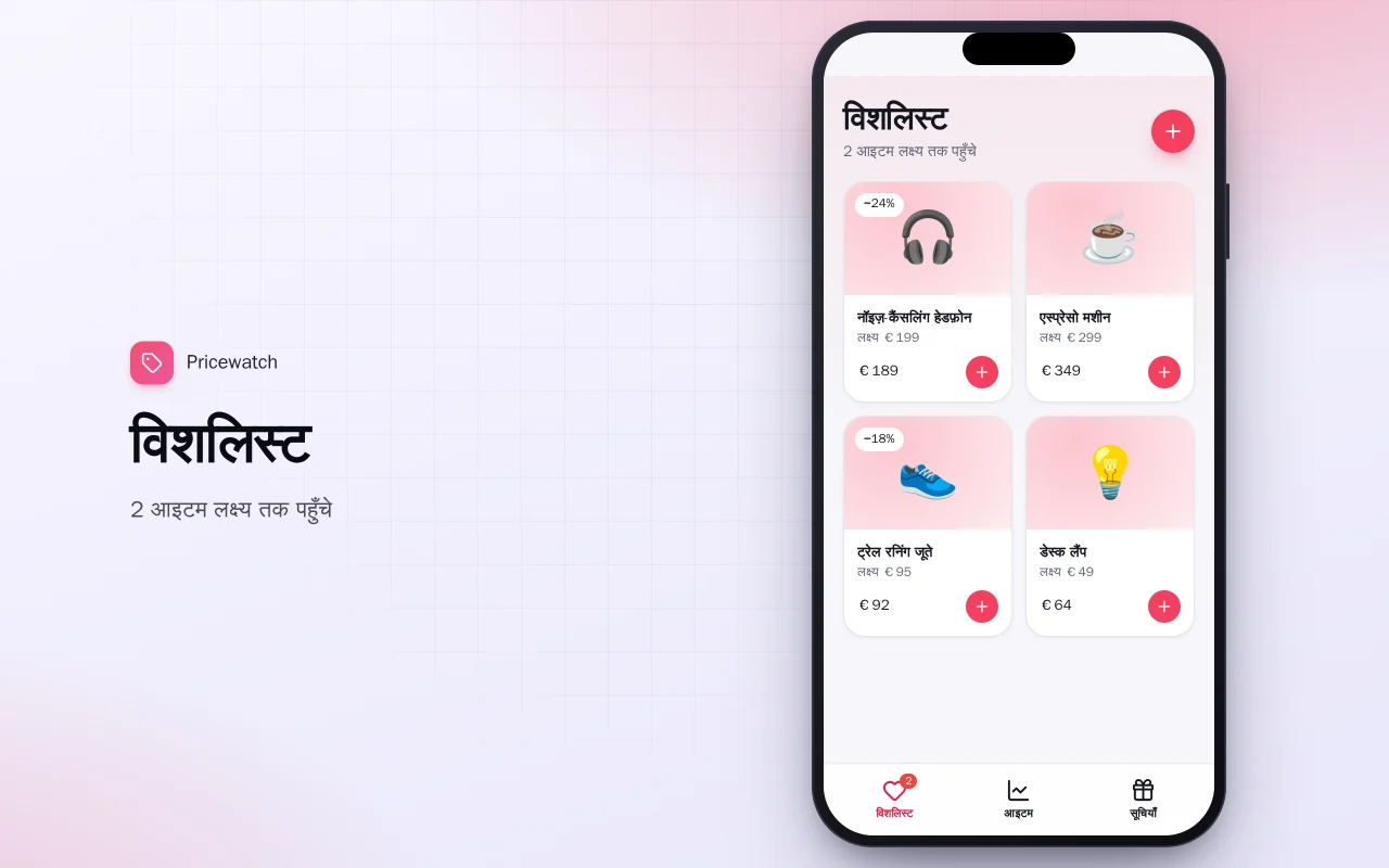 कीमत गिरने वाली विशलिस्ट: विशलिस्ट स्क्रीन