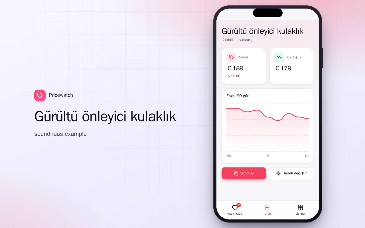 Fiyat düşüşü istek listesi: Gürültü önleyici kulaklık ekranı