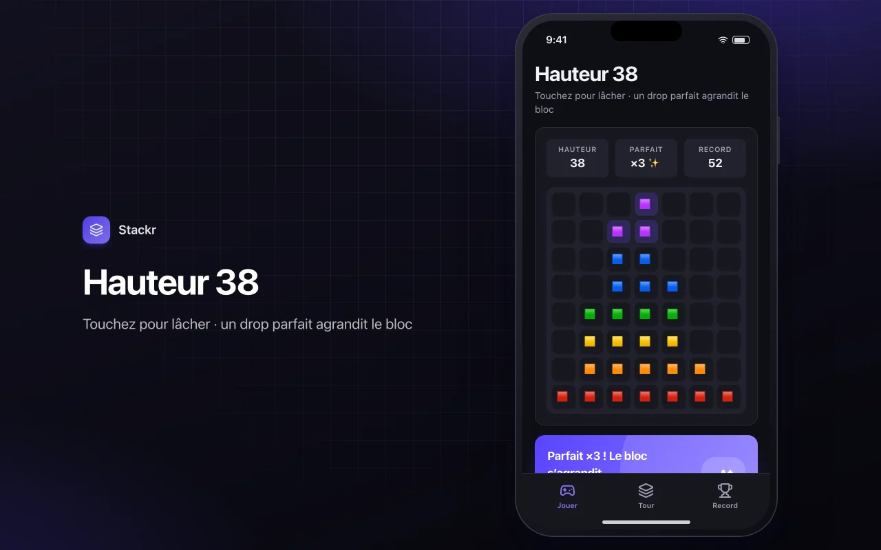 Tour empilée : l’écran Hauteur 38