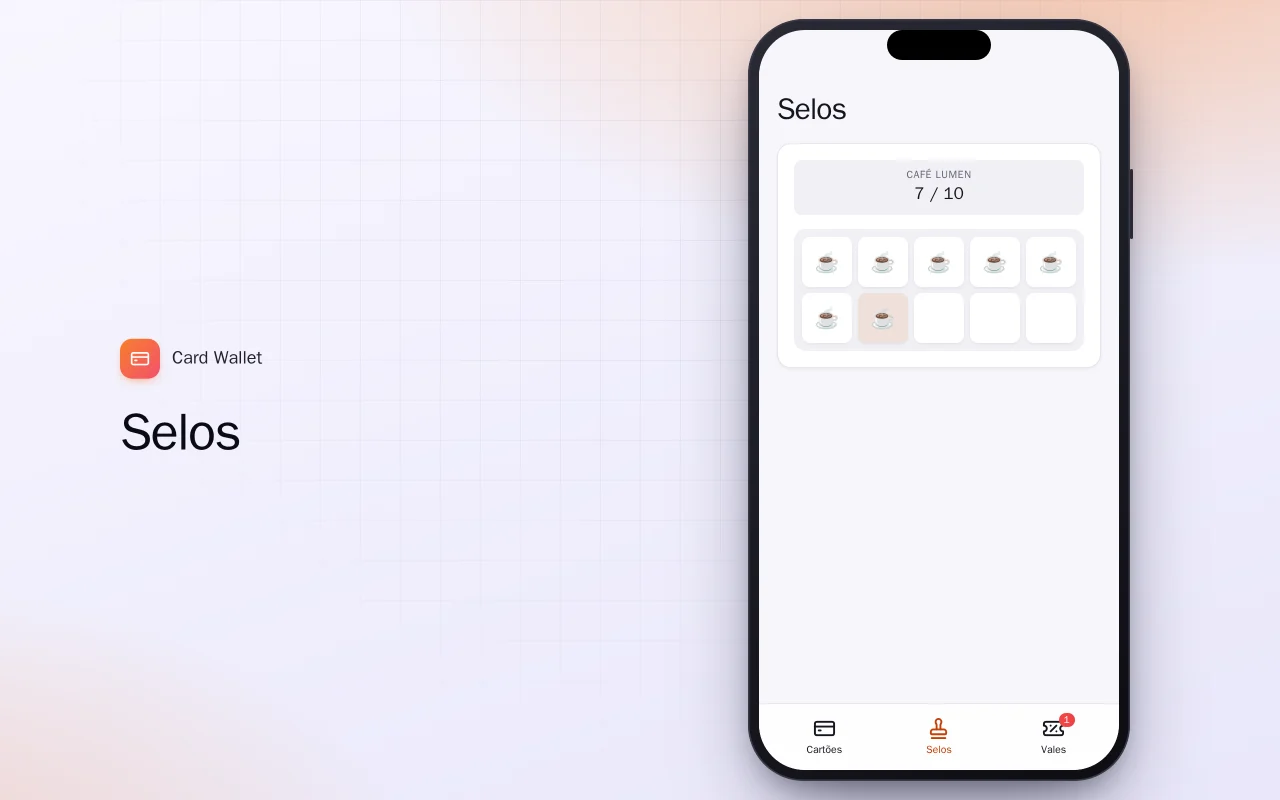 Carteira de cartões fidelidade (Flutter): a tela Selos