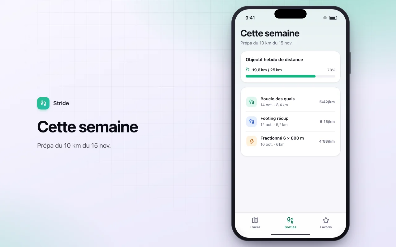 Journal d’itinéraires de course et de marche : l’écran Cette semaine