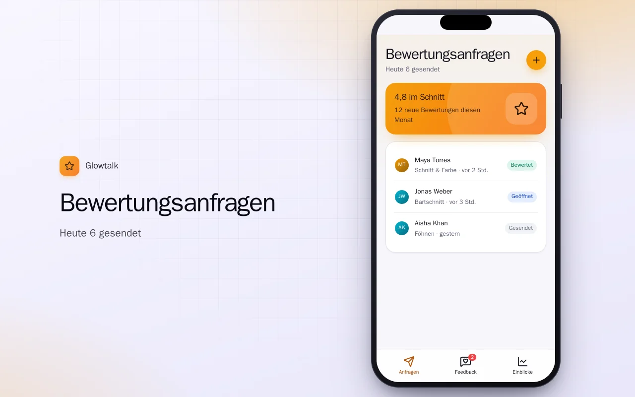 Bewertungsanfragen: der Bildschirm „Bewertungsanfragen“