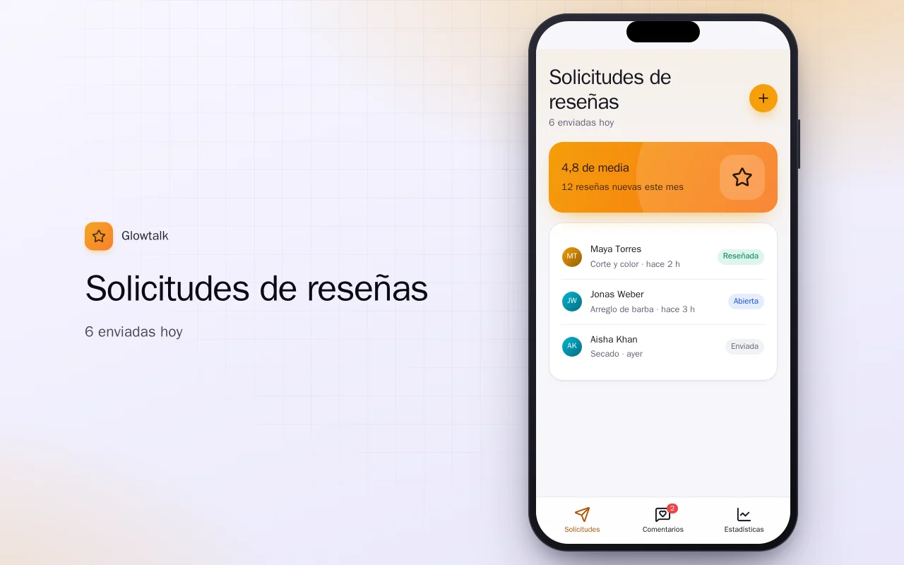 Solicitudes de reseñas: la pantalla Solicitudes de reseñas