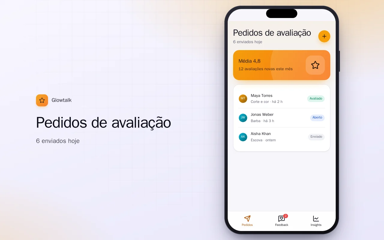 Pedidos de avaliação: a tela Pedidos de avaliação