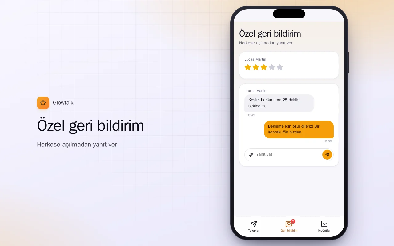Yorum talepleri: Özel geri bildirim ekranı