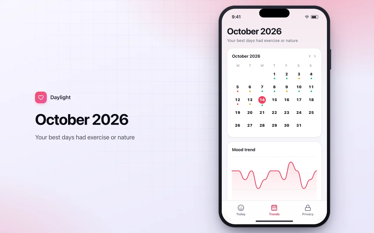 Mood and gratitude journal: the October 2026 screen