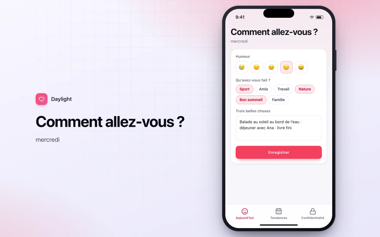 Journal d’humeur et de gratitude : l’écran Comment allez-vous ?
