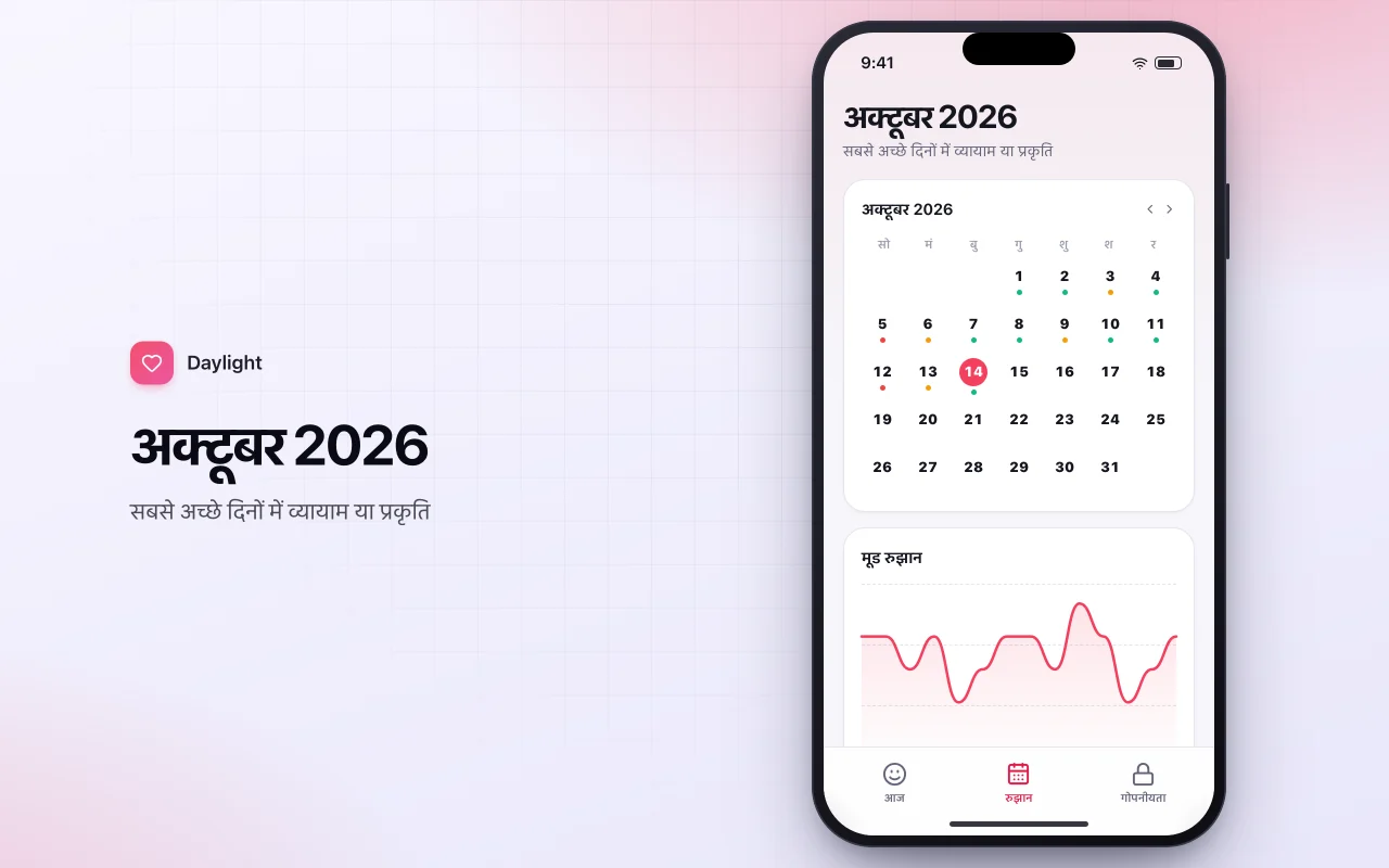 मूड और कृतज्ञता जर्नल: अक्टूबर 2026 स्क्रीन