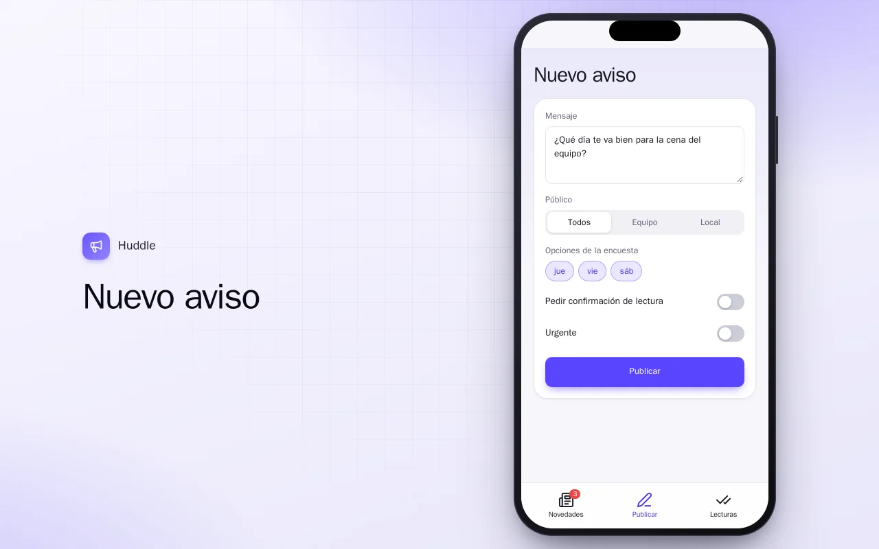 Avisos del equipo: la pantalla Nuevo aviso