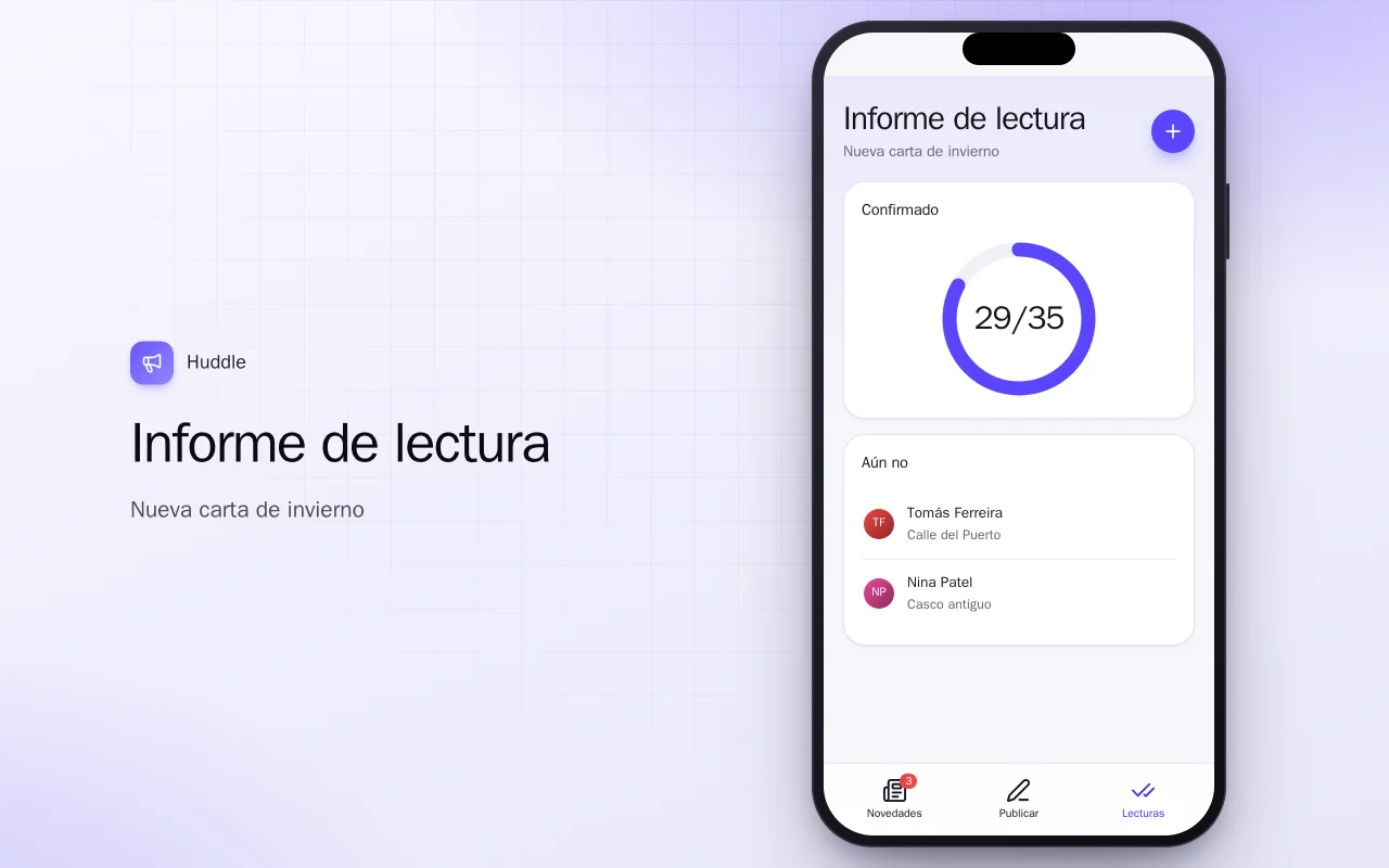 Avisos del equipo: la pantalla Informe de lectura