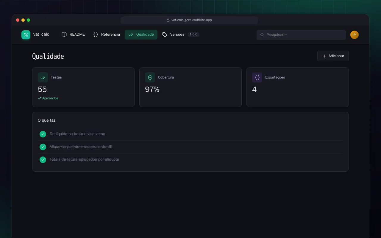 Calculadora de IVA (Ruby): a tela Qualidade