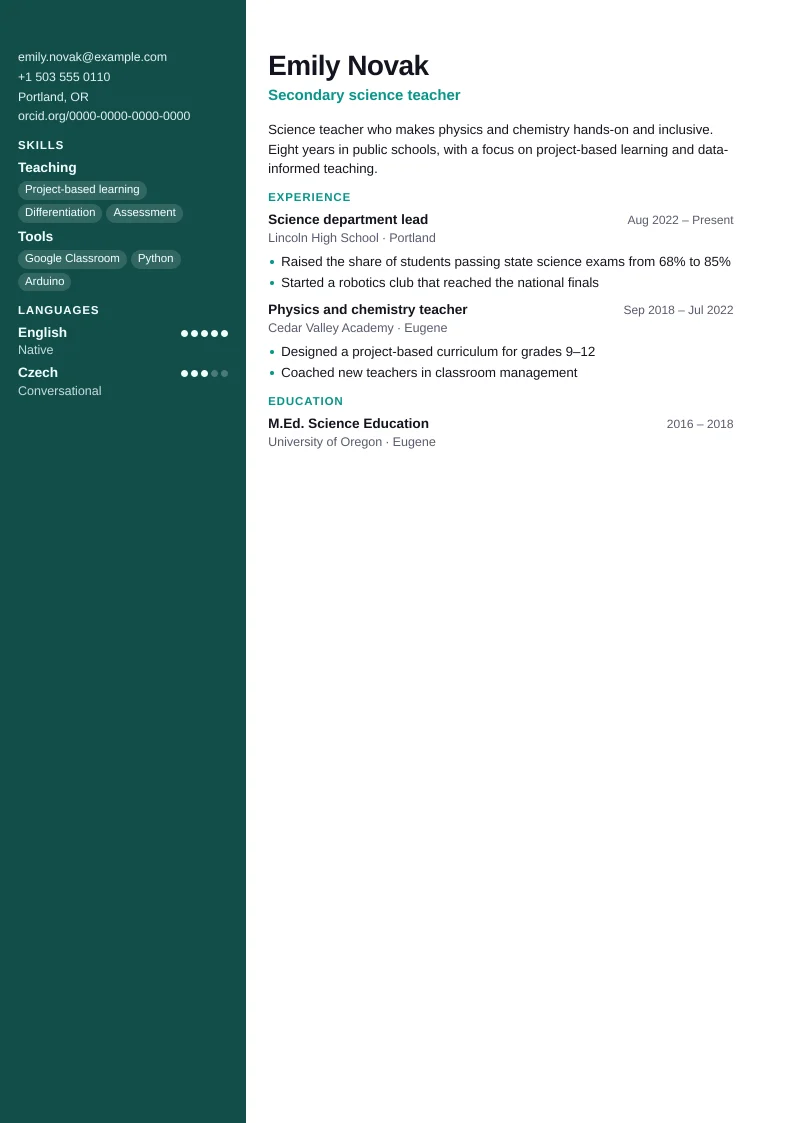 Screenshot of Teacher