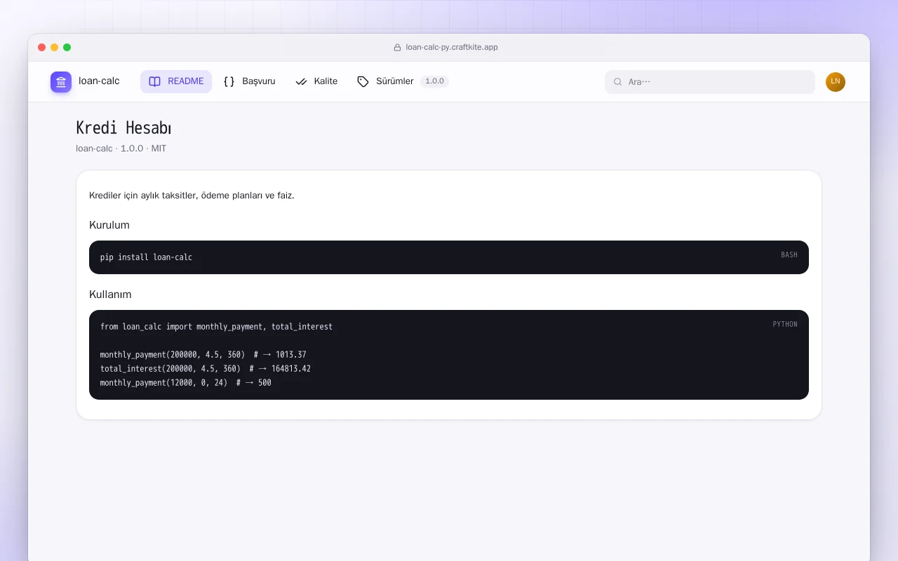 Kredi Hesabı (Python): Kredi Hesabı ekranı