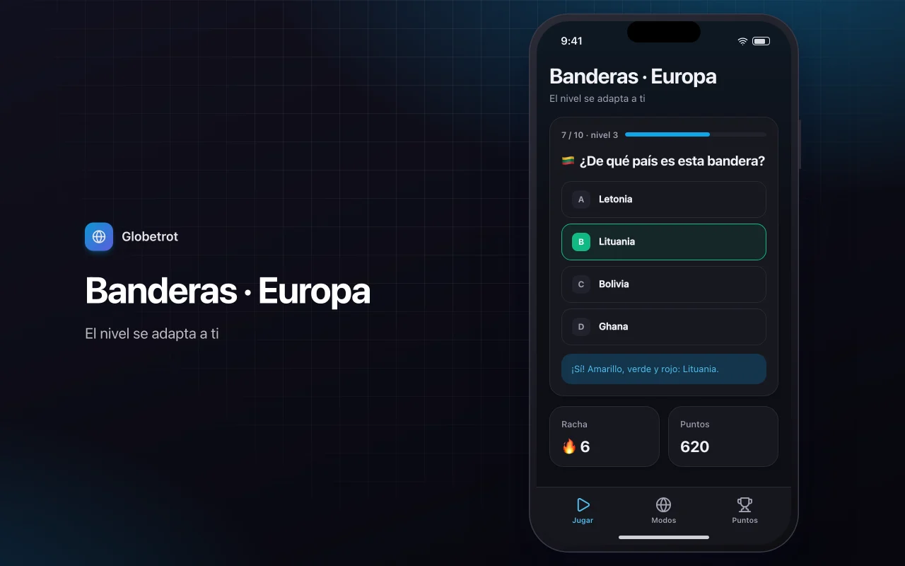 Explorador de geografía: la pantalla Banderas · Europa