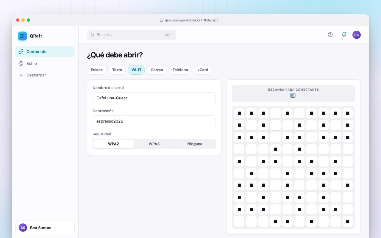Generador de códigos QR: la pantalla ¿Qué debe abrir?