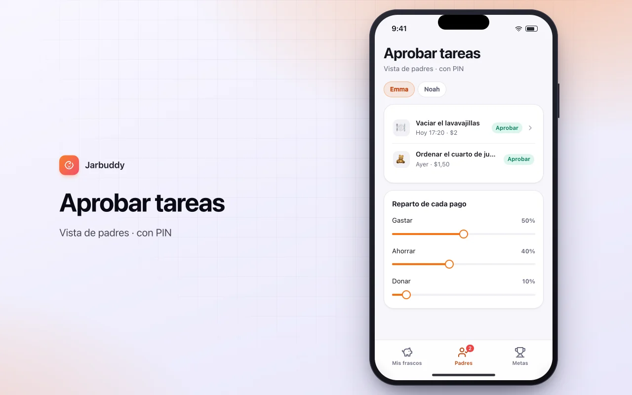 Paga semanal y tareas infantiles: la pantalla Aprobar tareas