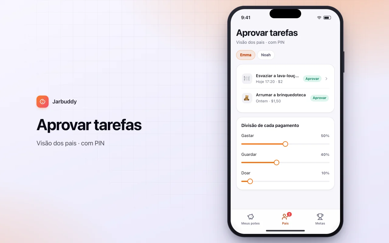 Mesada e tarefas das crianças: a tela Aprovar tarefas