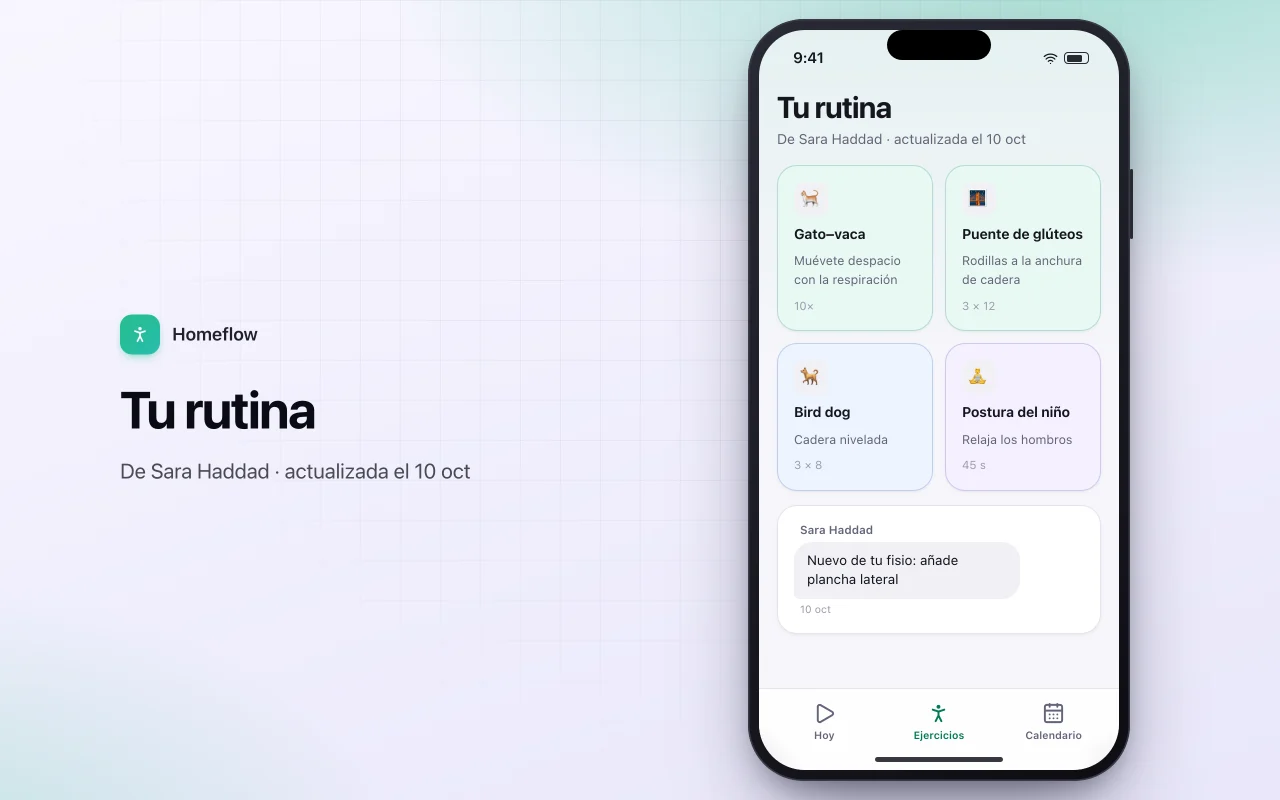 Reproductor de rutinas de ejercicio en casa: la pantalla Tu rutina