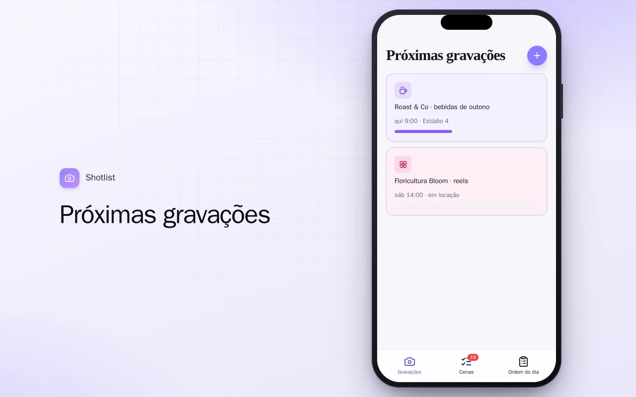 Planejador de gravações de conteúdo: a tela Próximas gravações