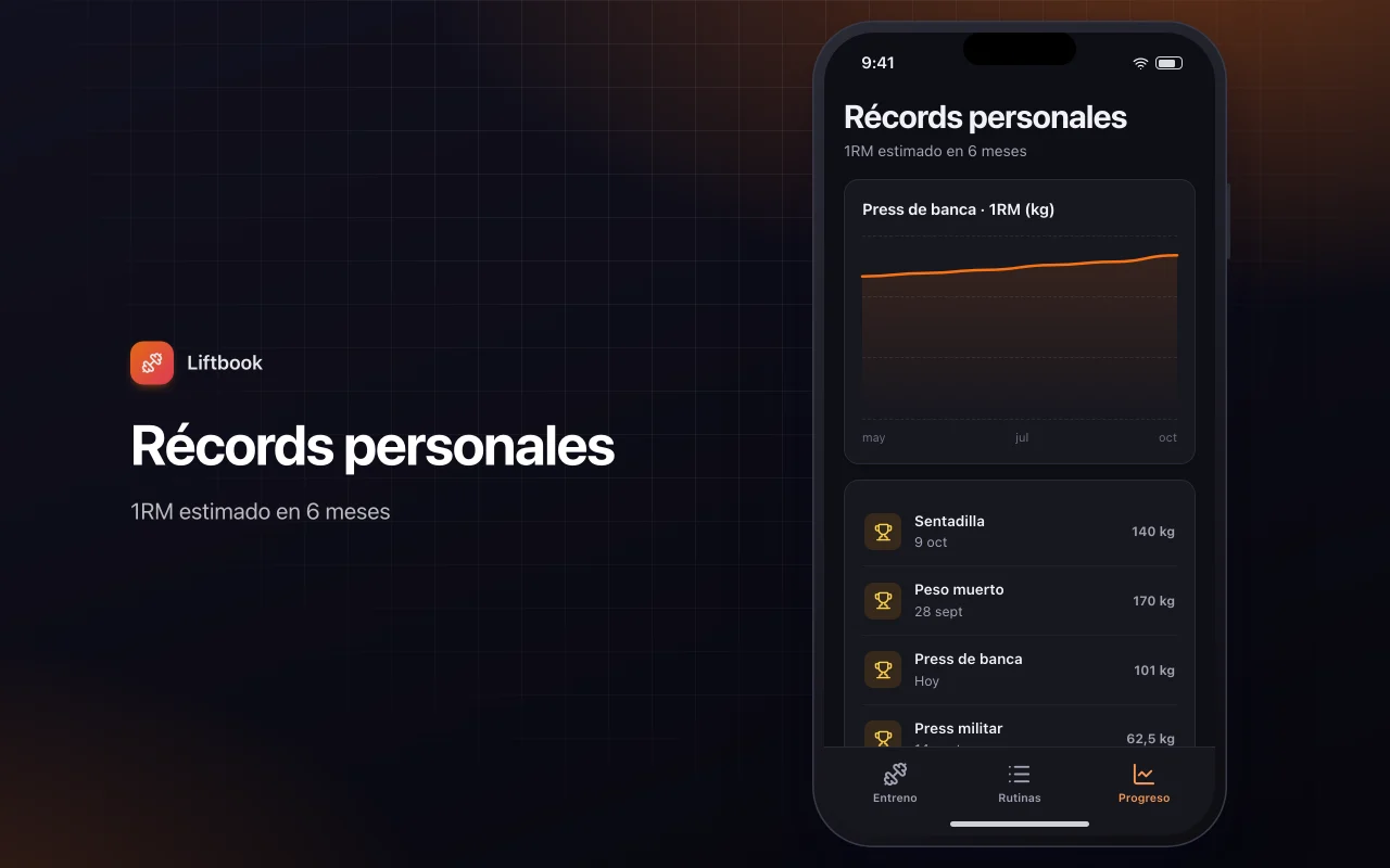 Registro de entrenamientos y progreso: la pantalla Récords personales