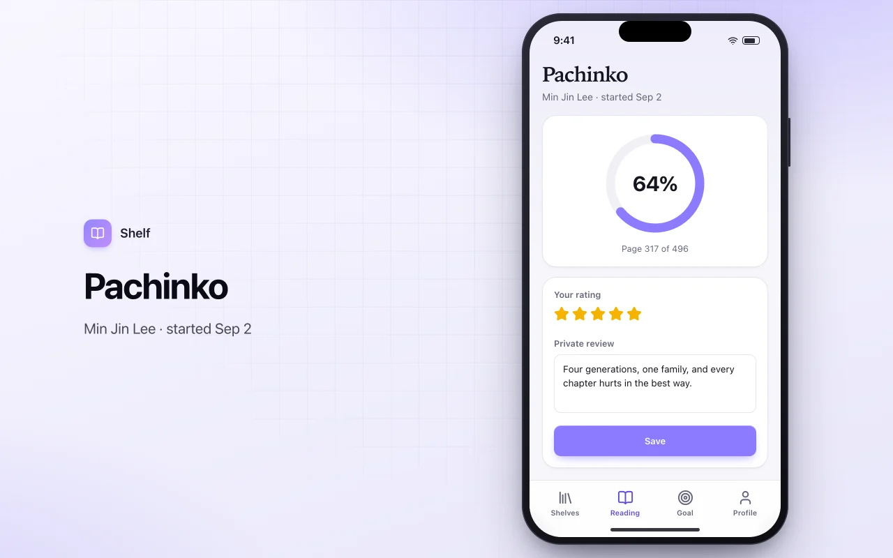 Reading list tracker: the Pachinko screen