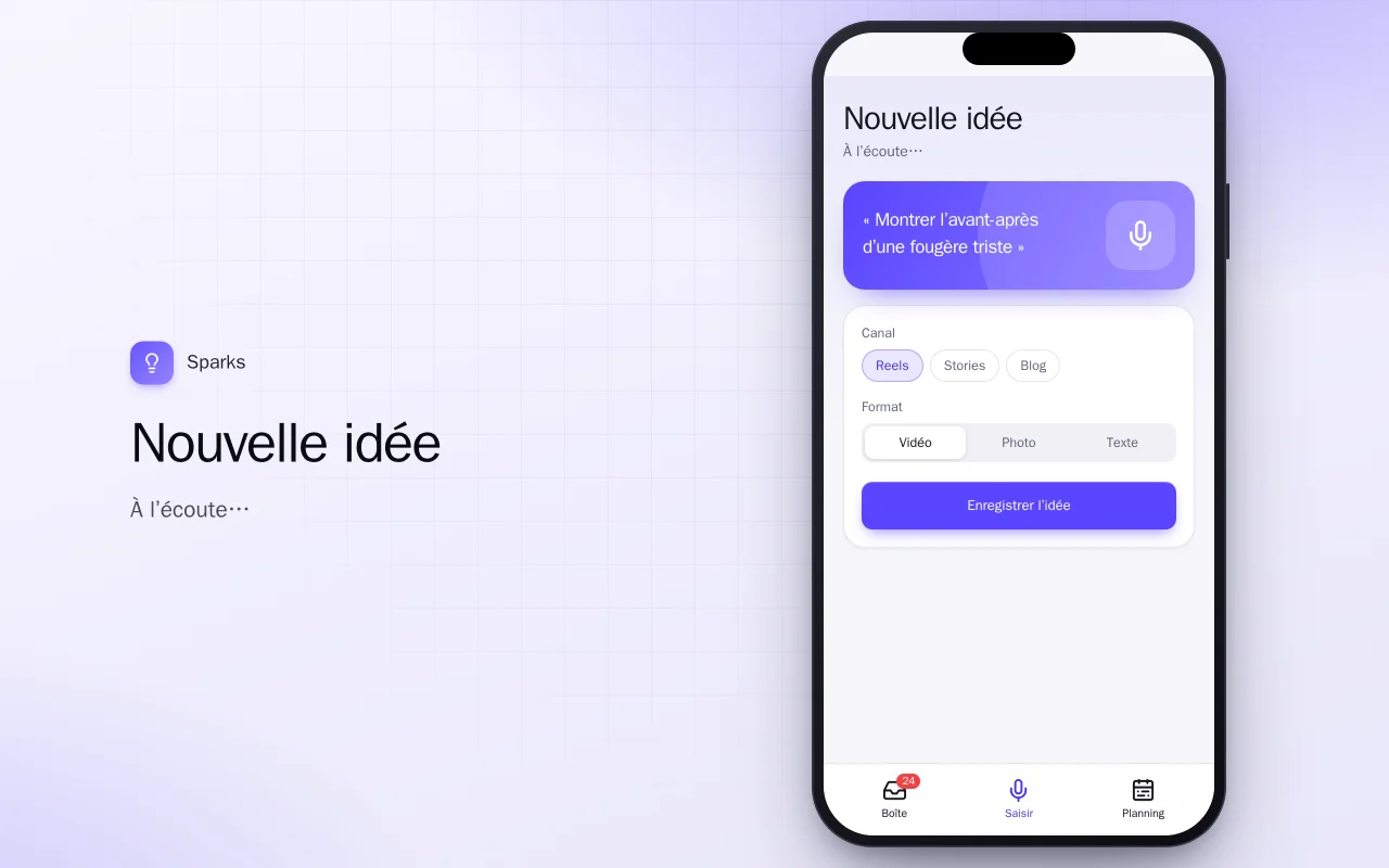 Boîte à idées de contenu : l’écran Nouvelle idée