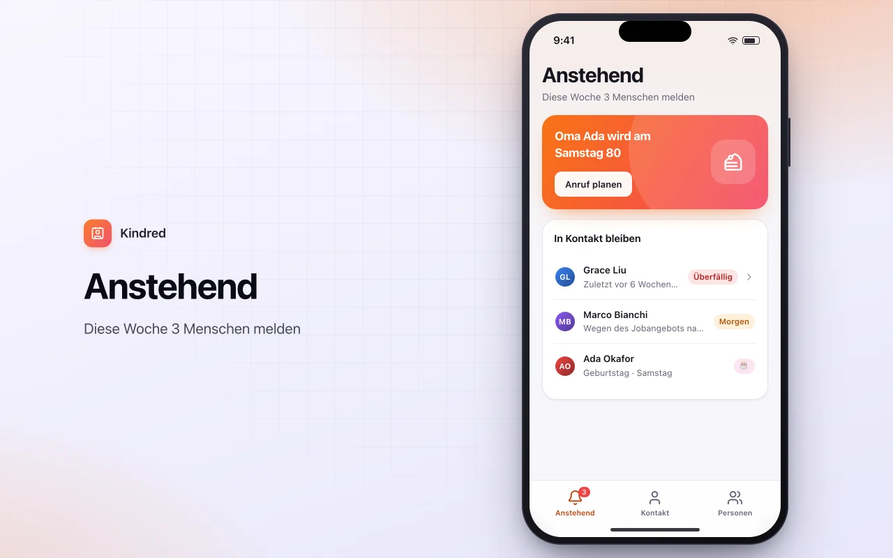 Persönliches CRM: der Bildschirm „Anstehend“