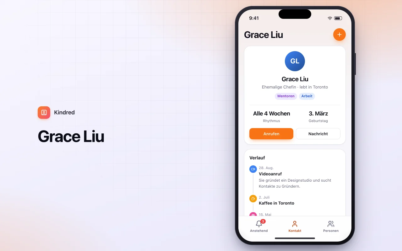 Persönliches CRM: der Bildschirm „Grace Liu“
