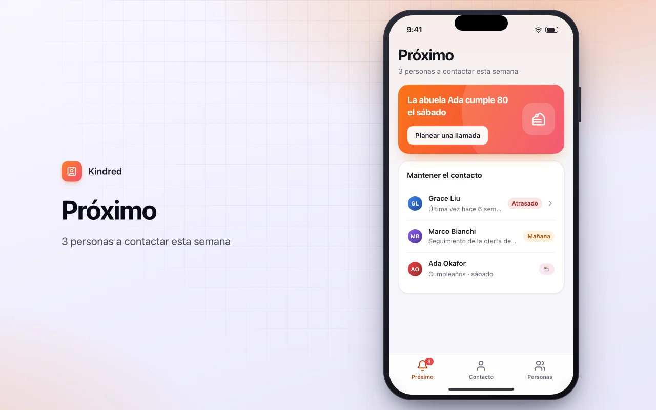 CRM personal: la pantalla Próximo