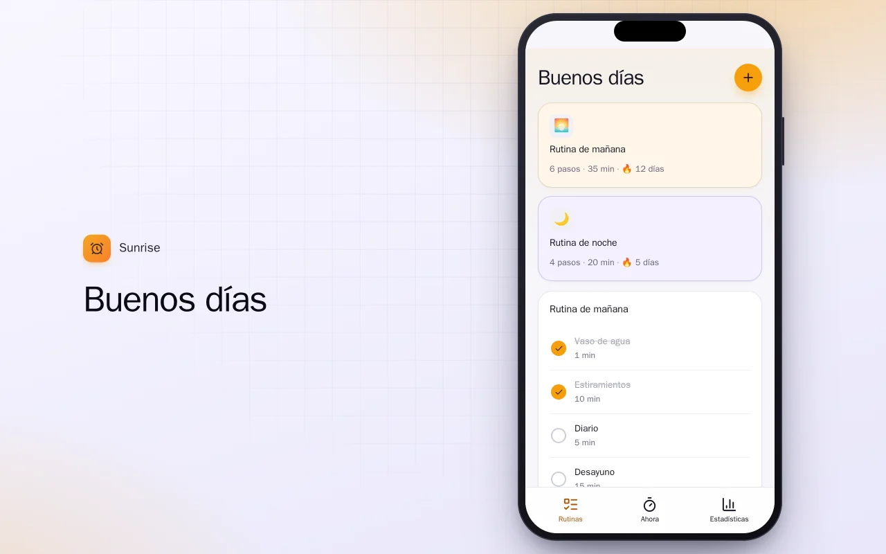 Creador de rutinas diarias: la pantalla Buenos días
