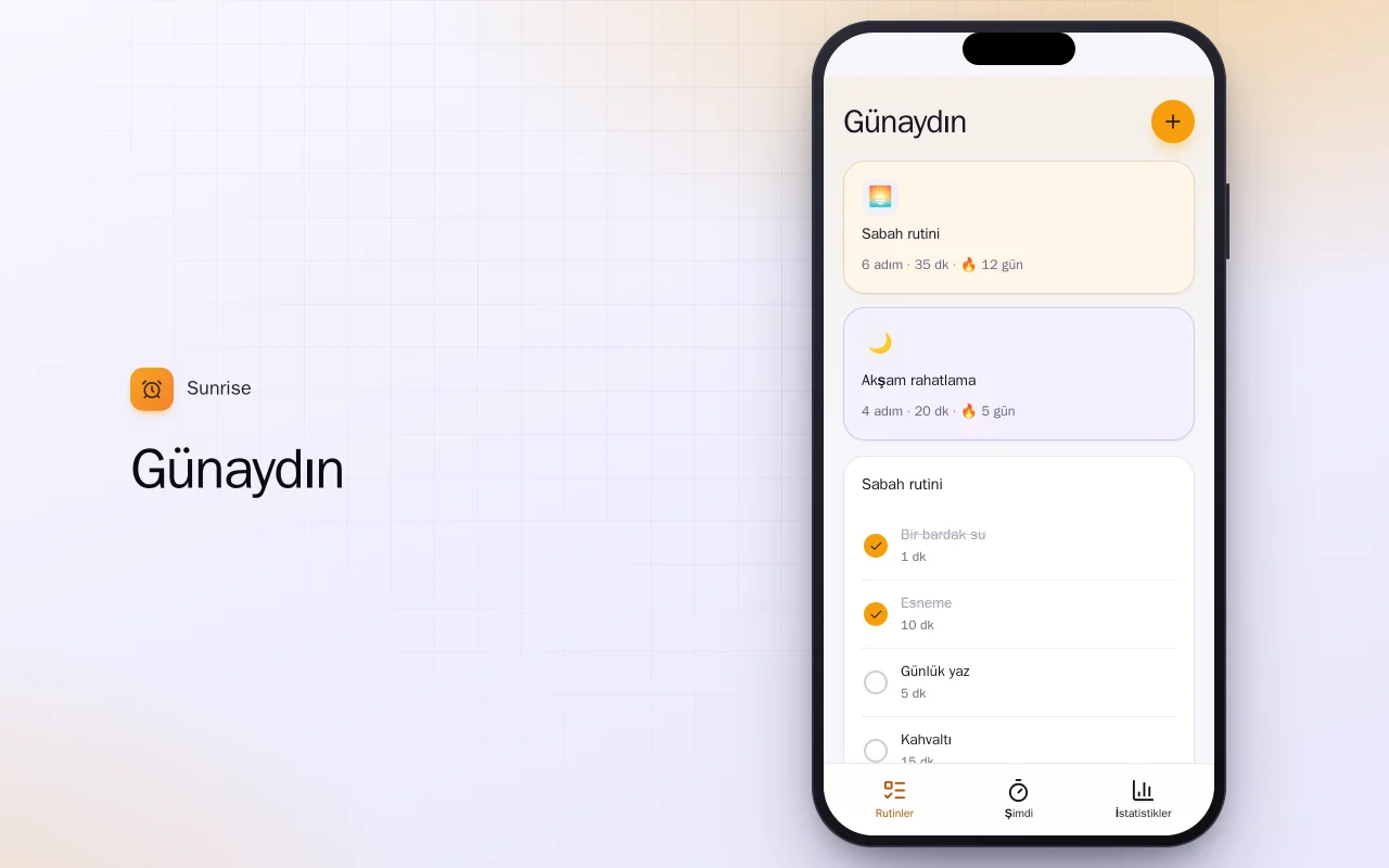 Günlük rutin oluşturucu: Günaydın ekranı