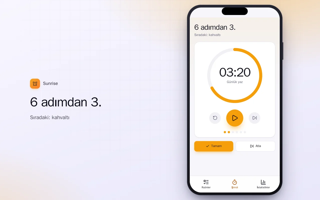 Günlük rutin oluşturucu: 6 adımdan 3. ekranı