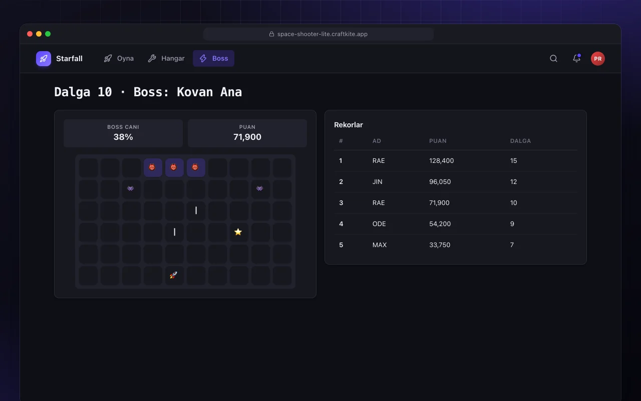 Uzay nişancısı lite: Dalga 10 · Boss: Kovan Ana ekranı